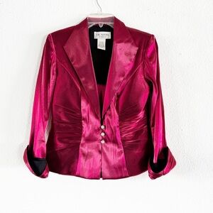 Vintage Two Piece Blazer Matching Blouse Top Set Elegant 6 Iridescent Shimmer